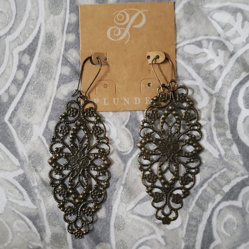 Plunder Antique Gold Filigree Earrings